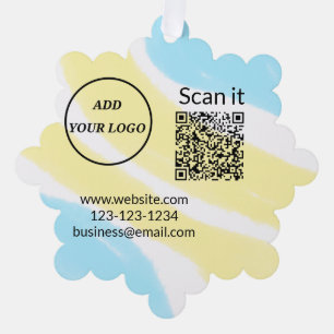 Simple minimal q r code add logo scan code name we ornament card