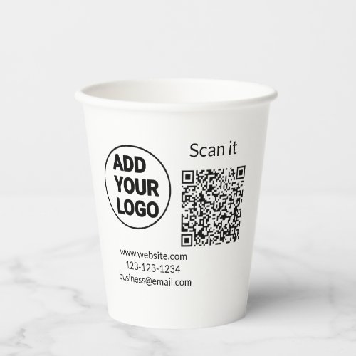 Simple minimal q r code add logo scan code name we paper cups