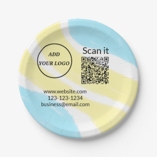 Simple minimal q r code add logo scan code name we paper plates