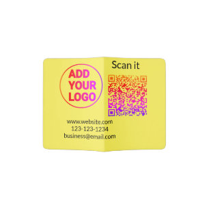 Simple minimal q r code add logo scan code name we passport holder