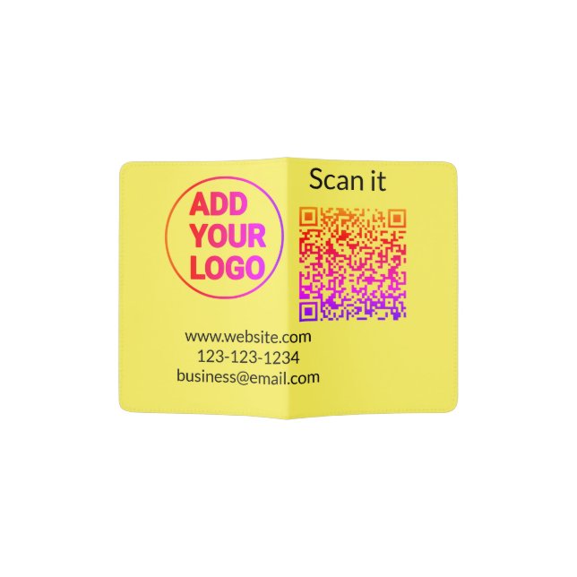 Simple minimal q r code add logo scan code name we passport holder (Opened)