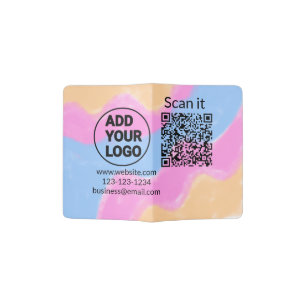 Simple minimal q r code add logo scan code name we passport holder