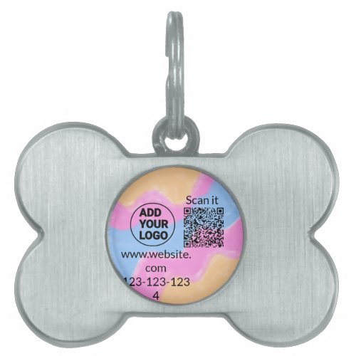 Simple minimal q r code add logo scan code name we pet ID tag