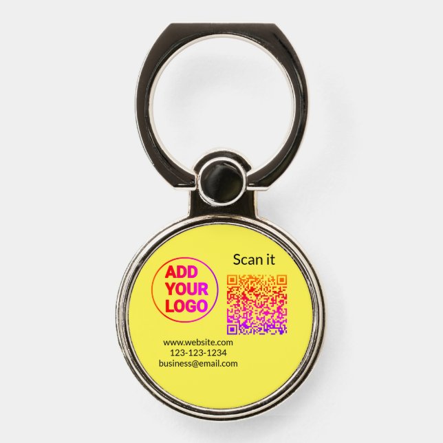 Simple minimal q r code add logo scan code name we phone ring stand (Front)