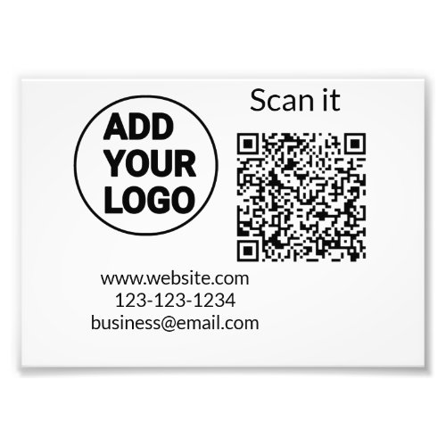 Simple minimal q r code add logo scan code name we photo print