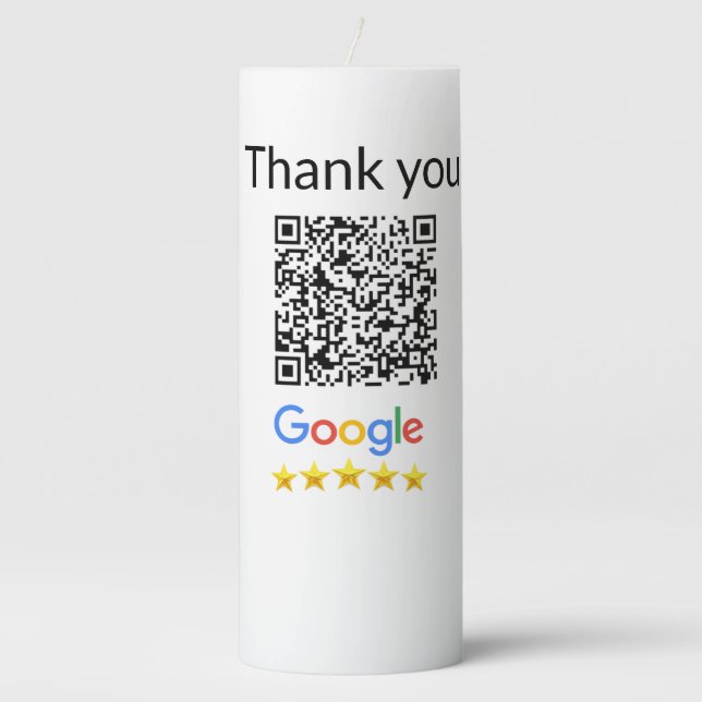 Simple minimal q r code add logo scan code name we pillar candle (Front)