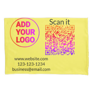 Simple minimal q r code add logo scan code name we pillow case