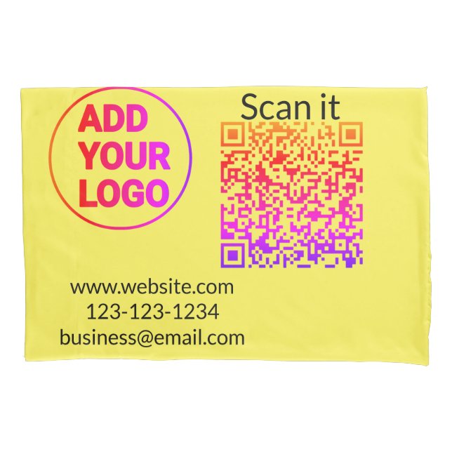 Simple minimal q r code add logo scan code name we pillow case (Front)