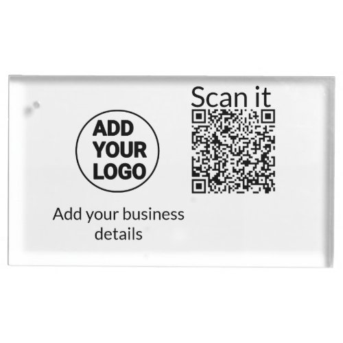 Simple minimal q r code add logo scan code name we place card holder