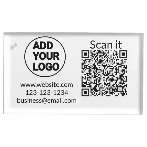 Simple minimal q r code add logo scan code name we place card holder