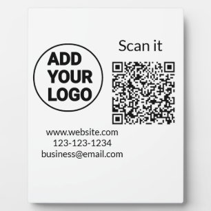 Simple minimal q r code add logo scan code name we plaque