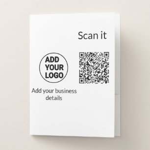 Simple minimal q r code add logo scan code name we pocket folder