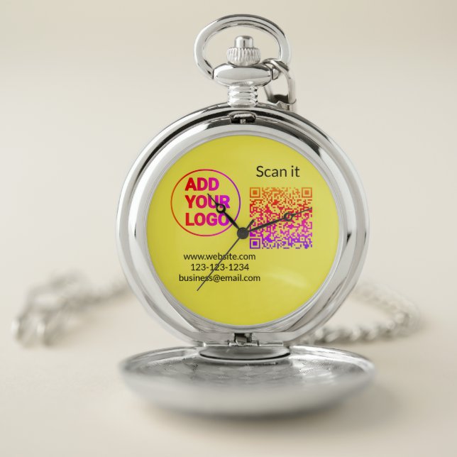 Simple minimal q r code add logo scan code name we pocket watch (Inside)