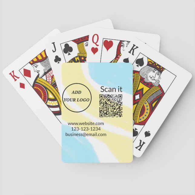 Simple minimal q r code add logo scan code name we poker cards (Back)
