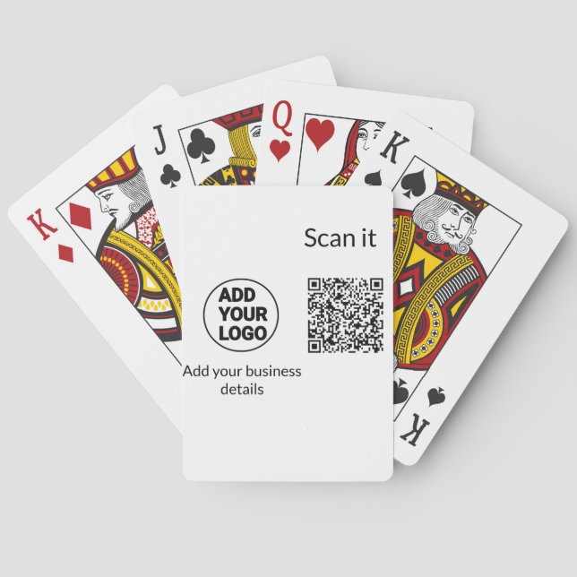 Simple minimal q r code add logo scan code name we poker cards (Back)