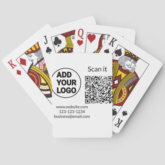 Simple minimal q r code add logo scan code name we poker cards (Back)