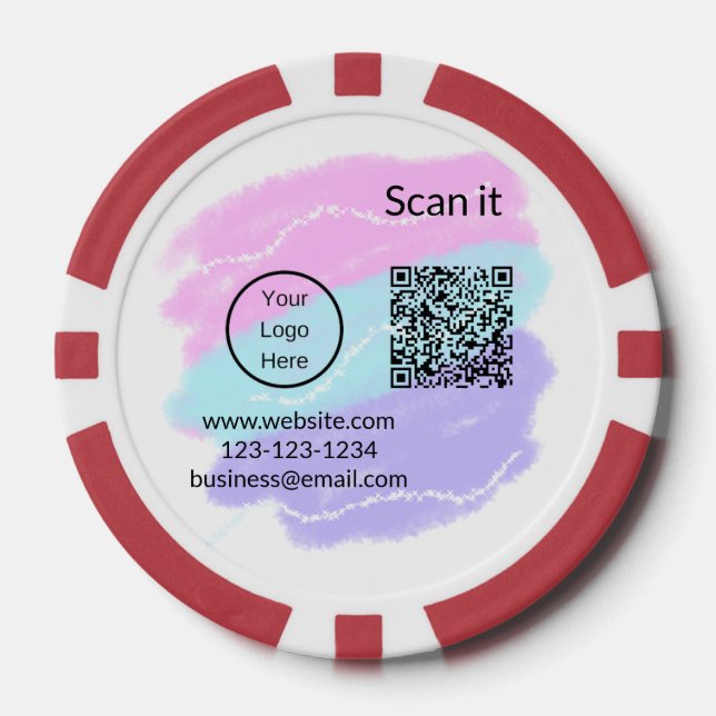 Simple minimal q r code add logo scan code name we poker chips (Front)