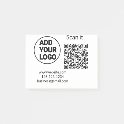 Simple minimal q r code add logo scan code name we post_it notes