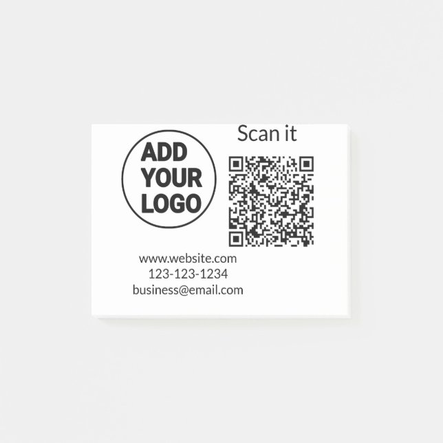 Simple minimal q r code add logo scan code name we post-it notes (Front)