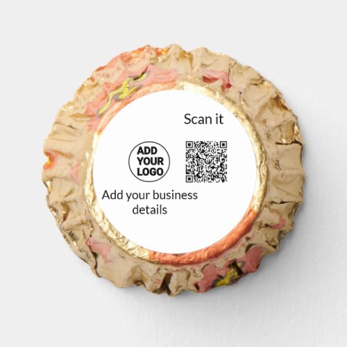 Simple minimal q r code add logo scan code name we reeses peanut butter cups