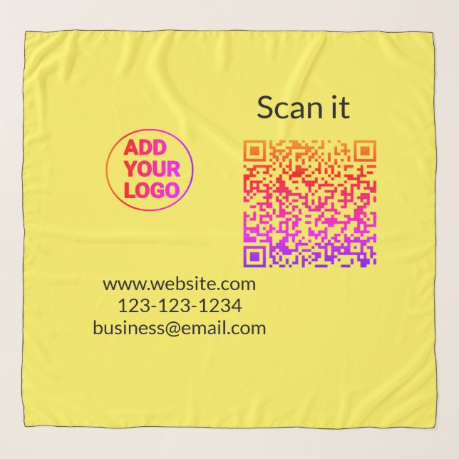 Simple minimal q r code add logo scan code name we scarf (Front)