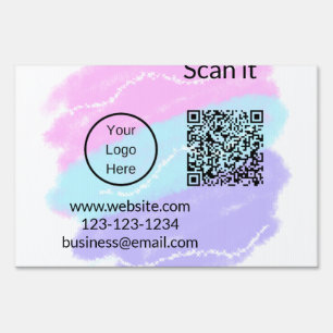 Simple minimal q r code add logo scan code name we sign