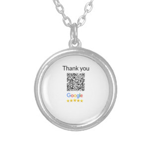 Simple minimal q r code add logo scan code name we silver plated necklace