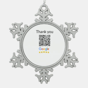 Simple minimal q r code add logo scan code name we snowflake pewter christmas ornament
