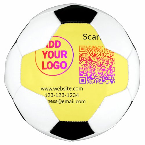 Simple minimal q r code add logo scan code name we soccer ball