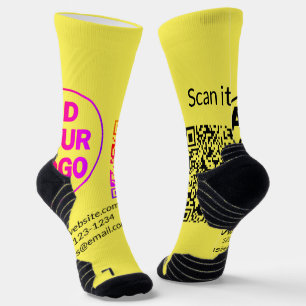 Simple minimal q r code add logo scan code name we socks