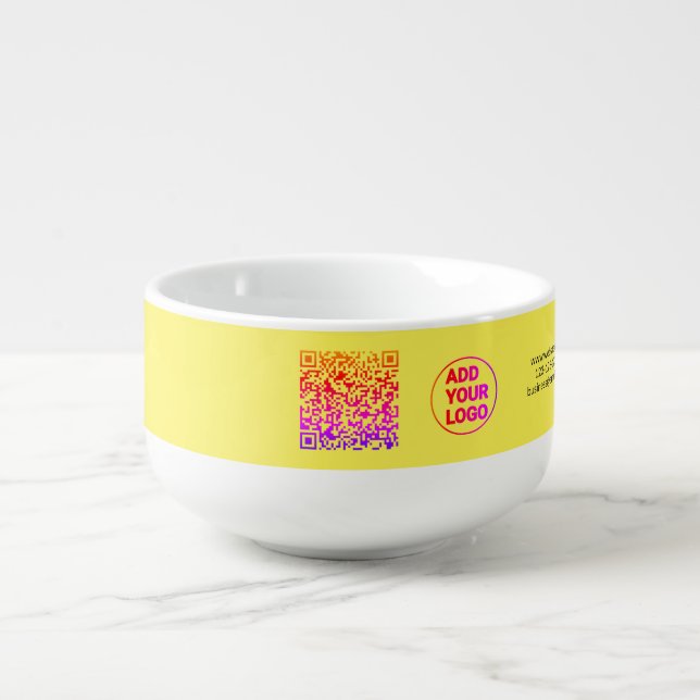 Simple minimal q r code add logo scan code name we soup mug (Front)