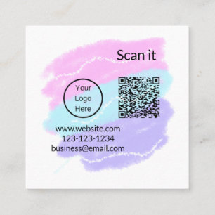 Simple minimal q r code add logo scan code name we square business card