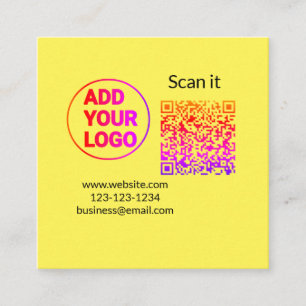 Simple minimal q r code add logo scan code name we square business card