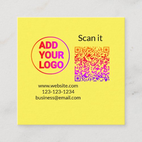 Simple minimal q r code add logo scan code name we square business card