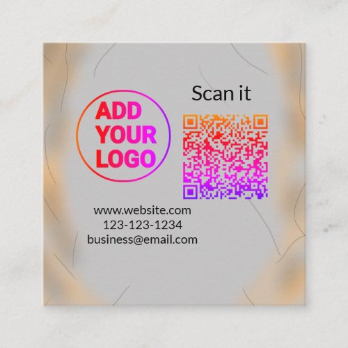 Simple minimal q r code add logo scan code name we square business card