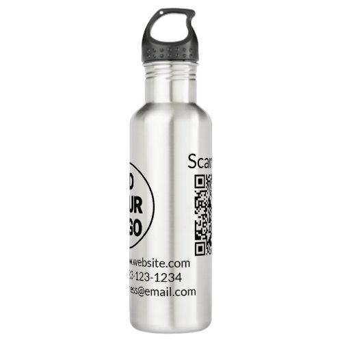 Simple minimal q r code add logo scan code name we stainless steel water bottle