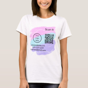 Simple minimal q r code add logo scan code name we T-Shirt