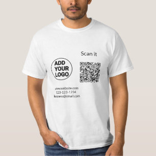 Simple minimal q r code add logo scan code name we T-Shirt