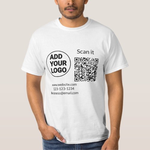 Simple minimal q r code add logo scan code name we T_Shirt