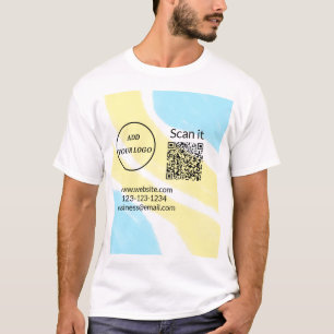 Simple minimal q r code add logo scan code name we T-Shirt