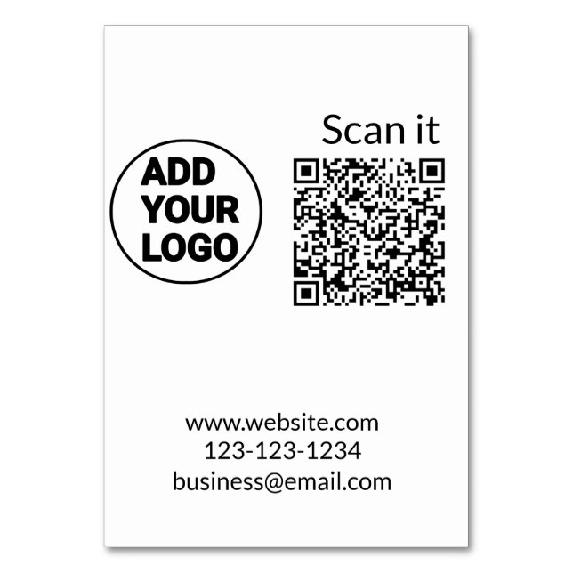 Simple minimal q r code add logo scan code name we table number (Front)