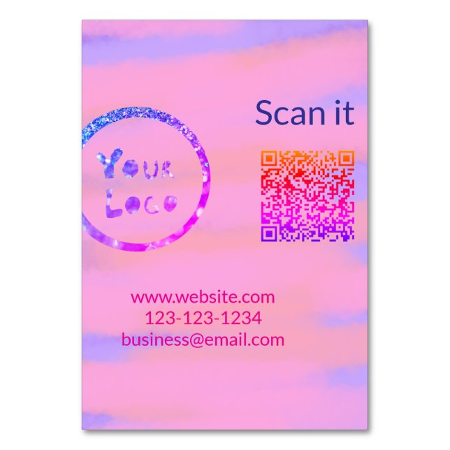 Simple minimal q r code add logo scan code name we table number (Front)