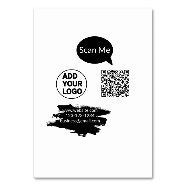 Simple minimal q r code add logo scan code name we table number (Front)