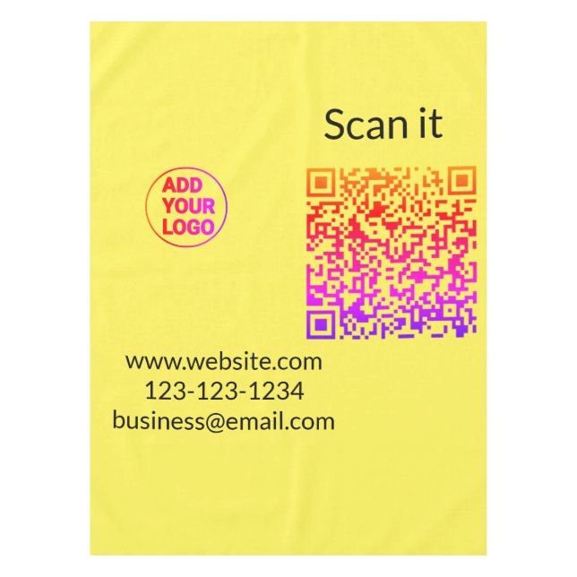 Simple minimal q r code add logo scan code name we tablecloth (Front)