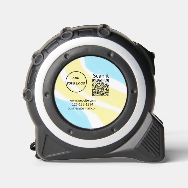 Simple minimal q r code add logo scan code name we tape measure (Front)