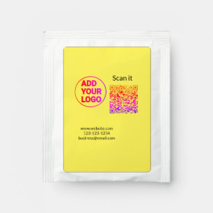 Simple minimal q r code add logo scan code name we tea bag drink mix