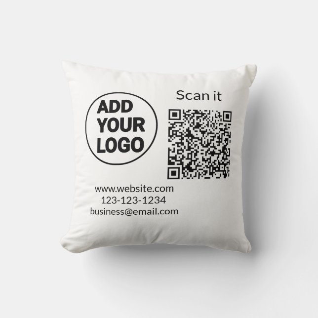 Simple minimal q r code add logo scan code name we throw pillow (Front)