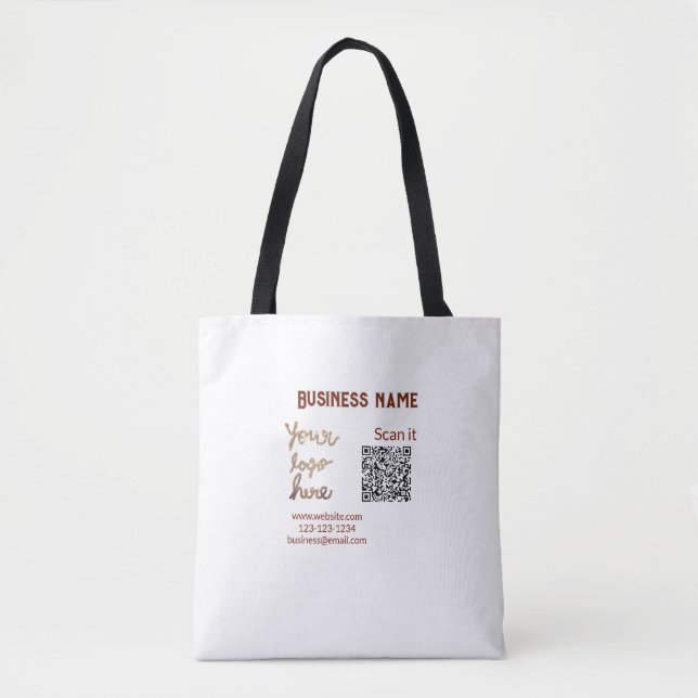 Simple minimal q r code add logo scan code name we tote bag (Front)