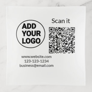 Simple minimal q r code add logo scan code name we trinket tray