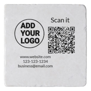 Simple minimal q r code add logo scan code name we trivet